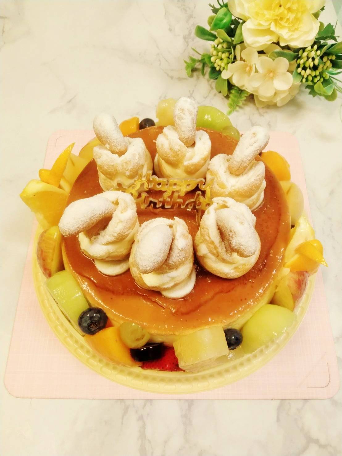 天鵝泡芙生日大布丁(8吋)