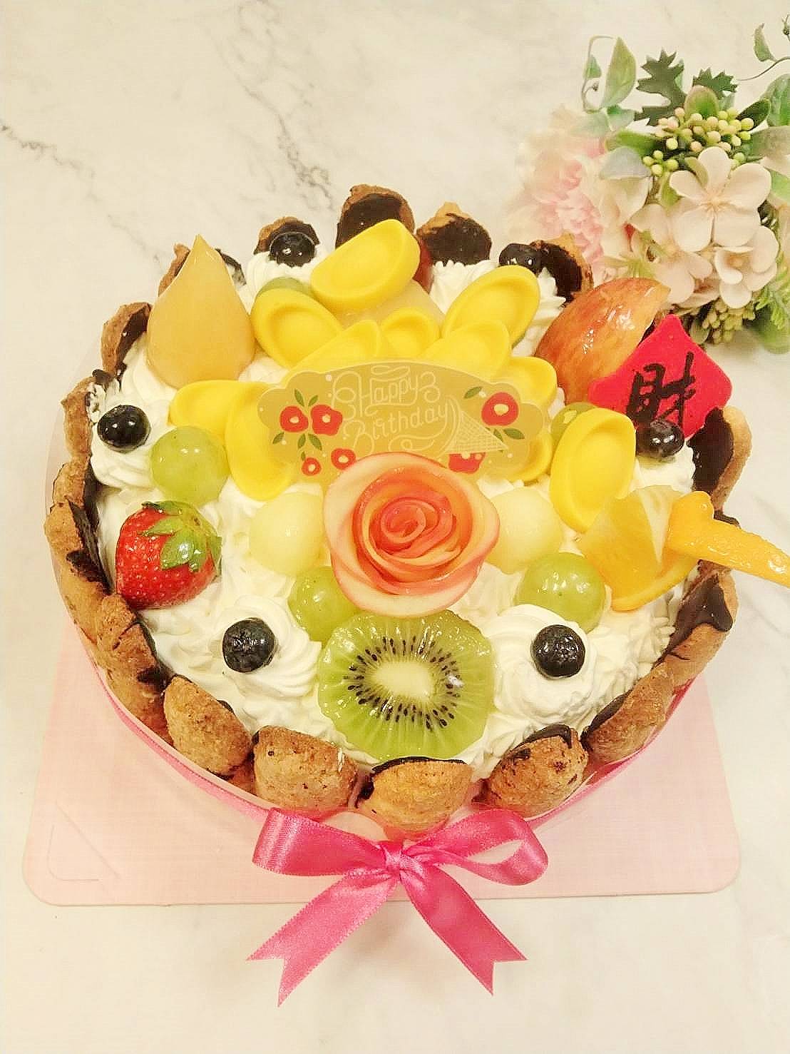 發財元寶蘋果花-(可作抽錢蛋糕的款式)